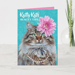 Funny Katty Kat's Birthday Beauty Tips Card