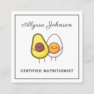 Funny Kawaii Avocado & Egg Keto Theme Nutritionist Square Business Card