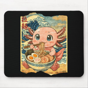 Funny Kawaii Axolotl Ramen Noodle Bowl Japanese Wa Mouse Mat