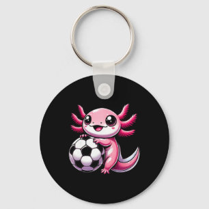 Funny Kawaii Axolotl Soccer Key Ring