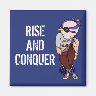 Funny Kawaii Bird Wearing Glasses Rise and Conquer Magnet