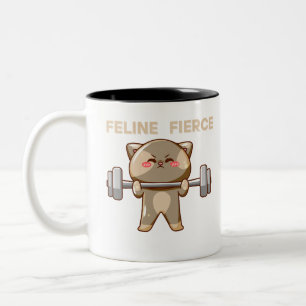 Funny Kawaii Cat Lifting Weights mug