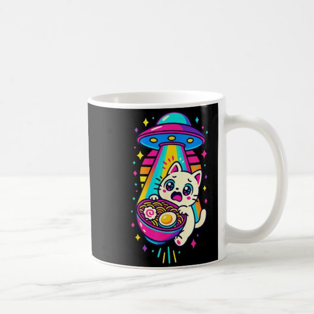 Funny Kawaii Cat Ramen Ufo Japanese Anime Women Gi Coffee Mug (Right)