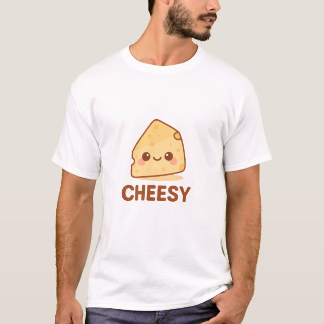 Funny Kawaii Cheese Slice – Cute “Cheesy” Cartoon  T-Shirt (Front)