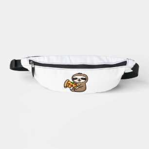Funny Kawaii Chibi Sloth with Pizza � Cute Cartoon Bum Bags
