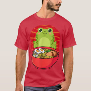 Funny Kawaii Cute Frog Eating Ramen Japanese Noodl T-Shirt
