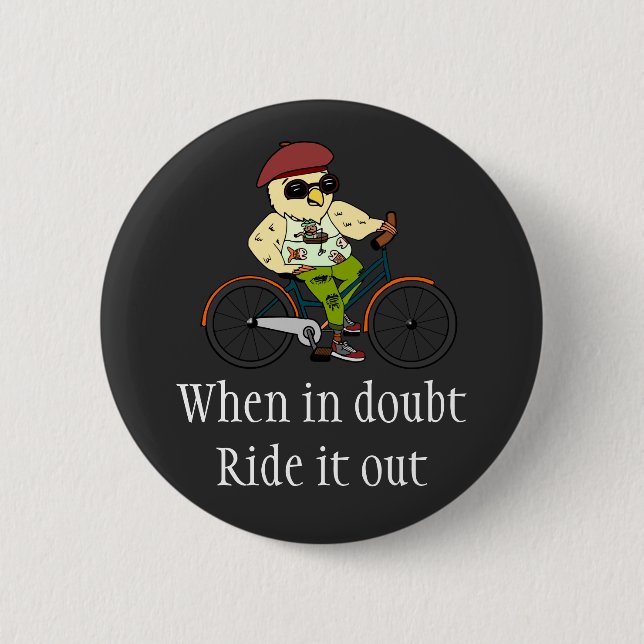 Funny Kawaii Cyclist Bird on Bicycle Inspirational 6 Cm Round Badge (Front)