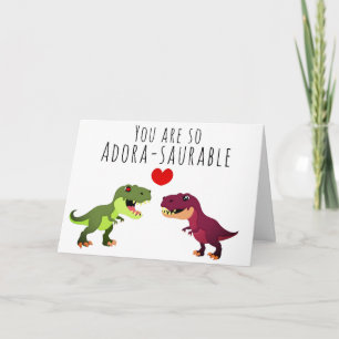 Funny Kawaii Dinosaur Couple Pun Valentines Day Card
