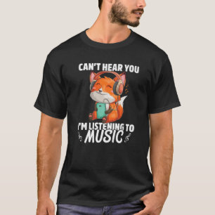 Funny Kawaii Fox Listening Music Producer Dj Lover T-Shirt