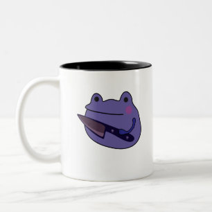 Funny Kawaii Frog With Knife Frog Lovers Gift Two-Tone Coffee Mug