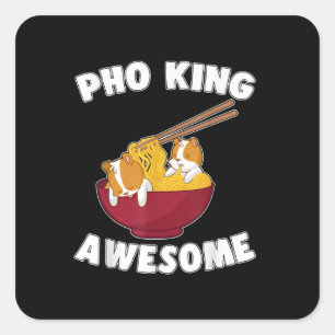 Funny Kawaii Hamster With Awesome Noodles Square Sticker
