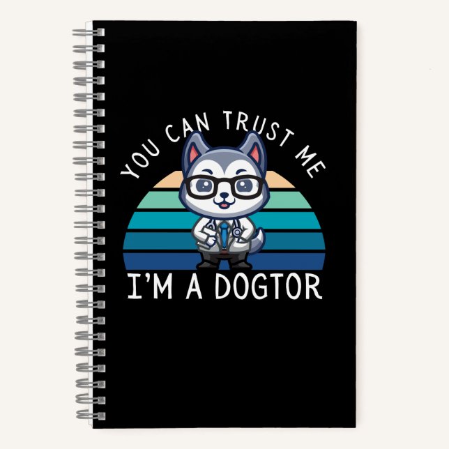 Funny Kawaii Husky Dog Doctor Notebook (Front)