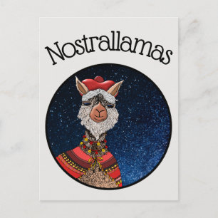 Funny Kawaii Nostradamus Llama Pun Halloween Postcard