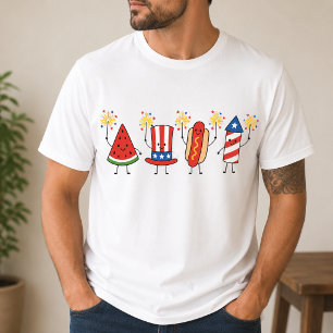 Funny Kawaii Patriotic Food Characters with Sparkl T-Shirt