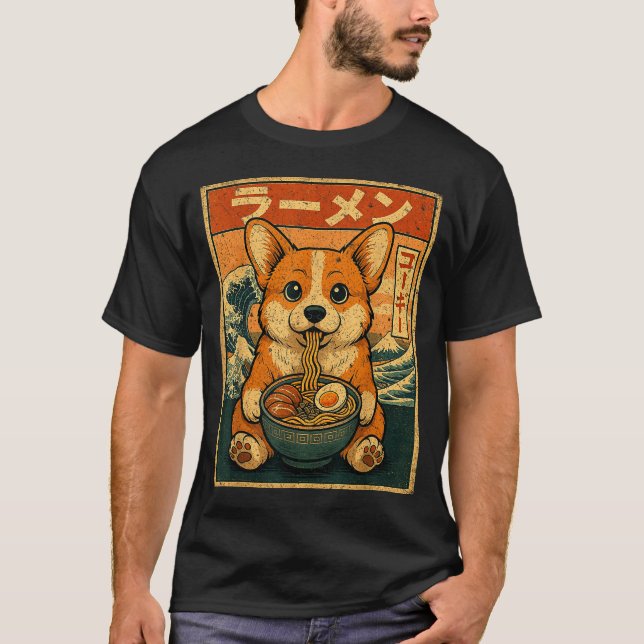 Funny Kawaii Ramen Corgi Japanese Noodles Corgi Ea T-Shirt (Front)