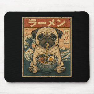 Funny Kawaii Ramen Pug Japanese Noodles Pug Eating Mouse Mat