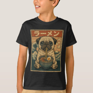 Funny Kawaii Ramen Pug Japanese Noodles Pug Eating T-Shirt