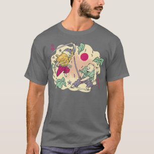 Funny Kawaii Samurai Cat humour print for ninja lo T-Shirt