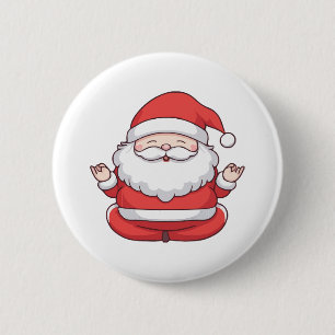 Funny Kawaii Santa Yoga Meditation 6 Cm Round Badge