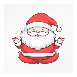 Funny Kawaii Santa Yoga Meditation Photo Print