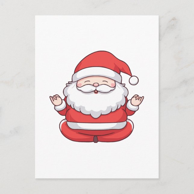 Funny Kawaii Santa Yoga Meditation Postcard (Front)