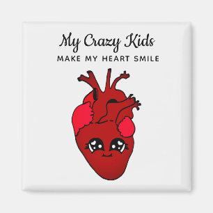 Funny Kawaii Smiling Heart Kids Valentines Day Magnet