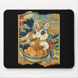 Funny Kawaii Unicorn Ramen Noodle Bowl Japanese Wa Mouse Mat