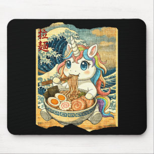 Funny Kawaii Unicorn Ramen Noodle Bowl Japanese Wa Mouse Mat