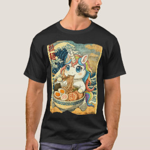 Funny Kawaii Unicorn Ramen Noodle Bowl Japanese Wa T-Shirt