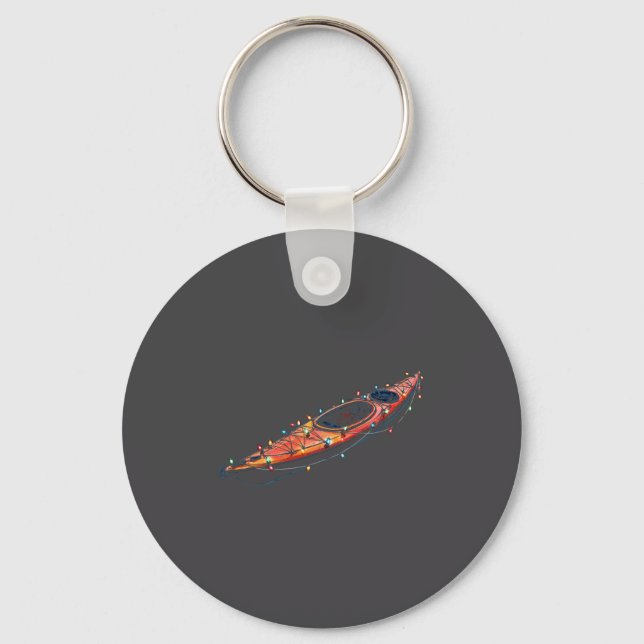 Funny Kayak Christmas Graphics Lights Lover Kayaki Key Ring (Front)