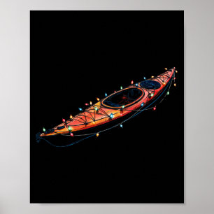 Funny Kayak Christmas Graphics Lights Lover Kayaki Poster