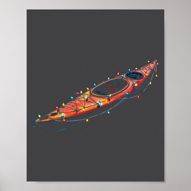 Funny Kayak Christmas Graphics Lights Lover Kayaki Poster (Front)