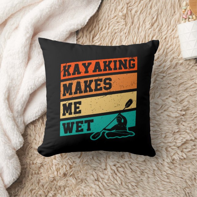 Funny Kayak Lover Kayaking Retro River Kayaker  Cushion (Blanket)