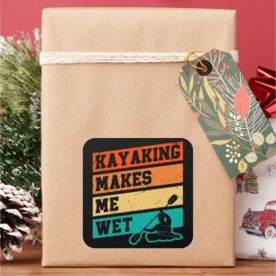 Funny Kayak Lover Kayaking Retro River Kayaker  Square Sticker