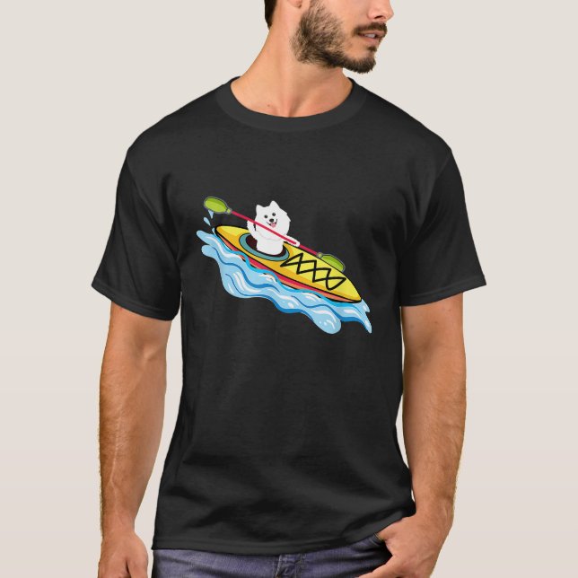 Funny Kayak Samoyed T-shirt Kayak Dog Buddy (Front)