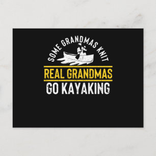 Funny kayaker Some grannies knitting Real Postcard