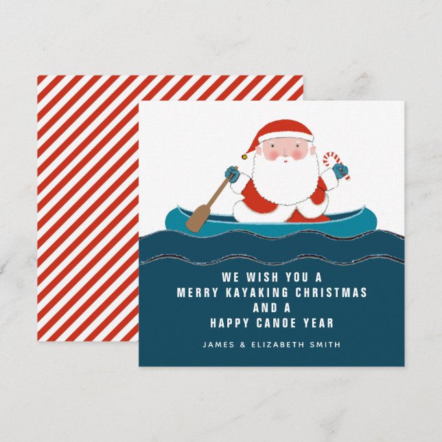 Funny Kayaking Canoe Christmas Cards (Front/Back)