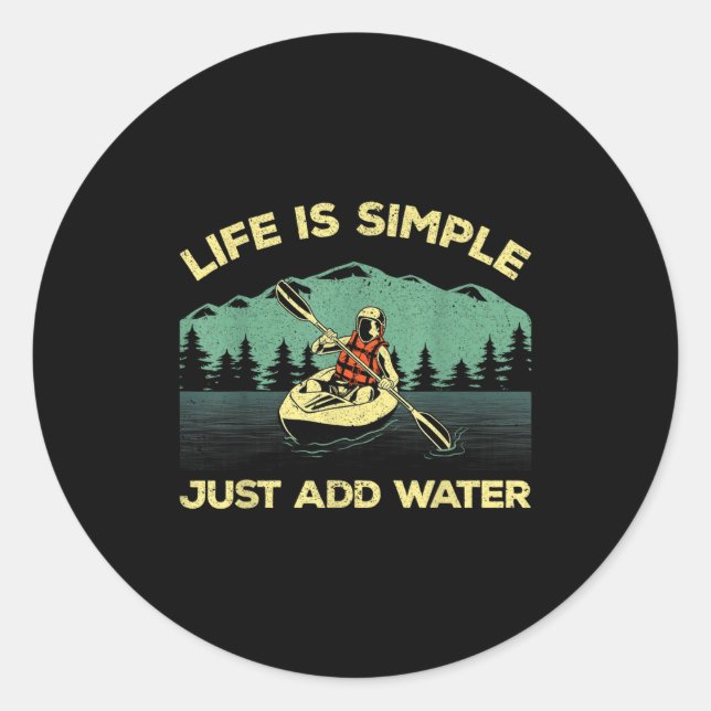 Funny Kayaking Design For Men Women Paddling Canoe Classic Round Sticker (Front)