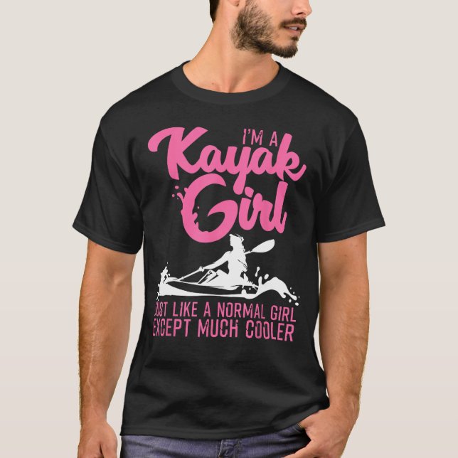 Funny Kayaking Girl Art For Women Cool Kayak Lover T-Shirt (Front)