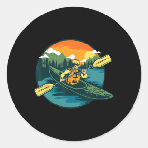 Funny Kayaking Kayak Kayaker Watercraft Paddle Boa Classic Round Sticker