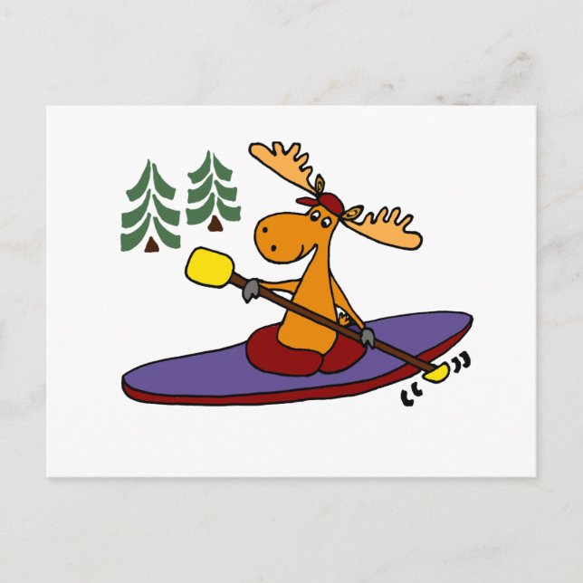 Funny Kayaking Moose Postcard (Front)