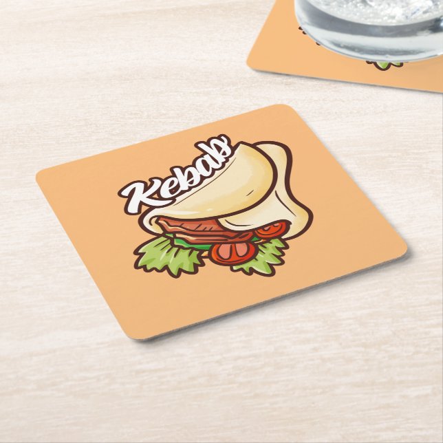 Funny Kebab Cartoon Design Paper Coaster (Angled)
