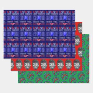 Funny Keep America Trump Free Holiday Wrapping Paper Sheet