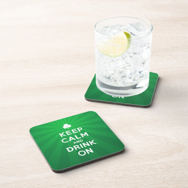 Funny Keep Calm and Drink On St. Patrick Coaster (Right Side)