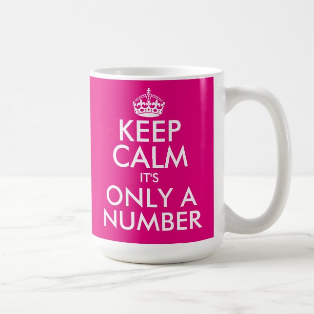 Funny Keep Calm Birthday mug with custom age (Right)