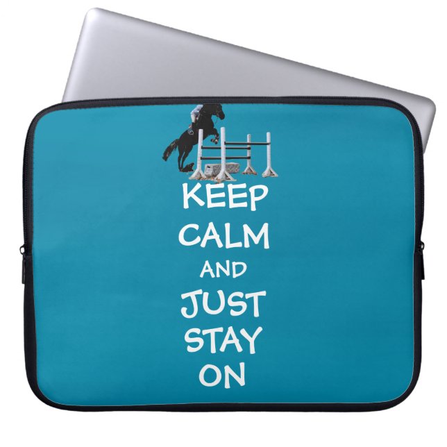 Funny Keep Calm & Just Stay On Horse Laptop Sleeve (Front)