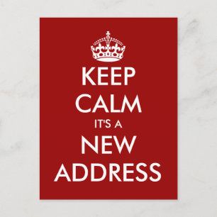 Funny keep calm moving postcard for new address