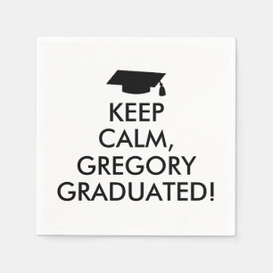 Funny Keep Calm Napkins Graduation Cap Your Name