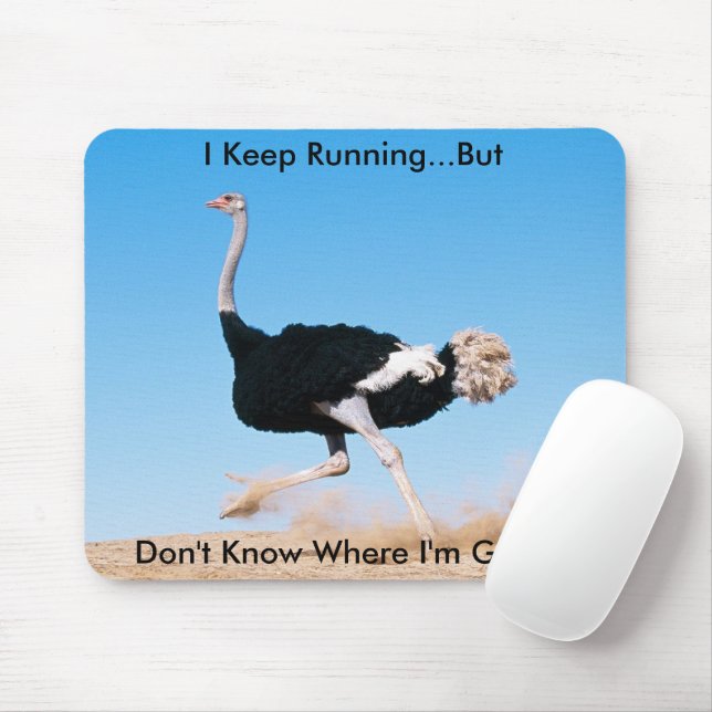 Funny Keep on Running Ostrich Photo Mouse Mat (With Mouse)
