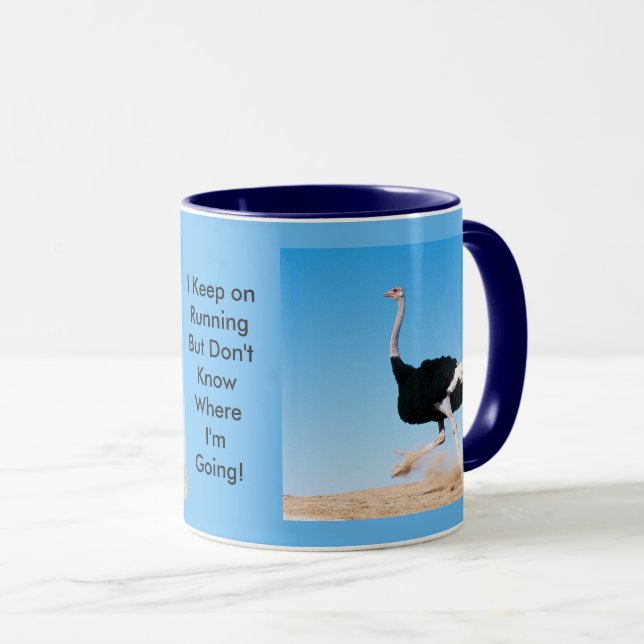Funny Keep on Running Ostrich Photo Mug (Front Right)